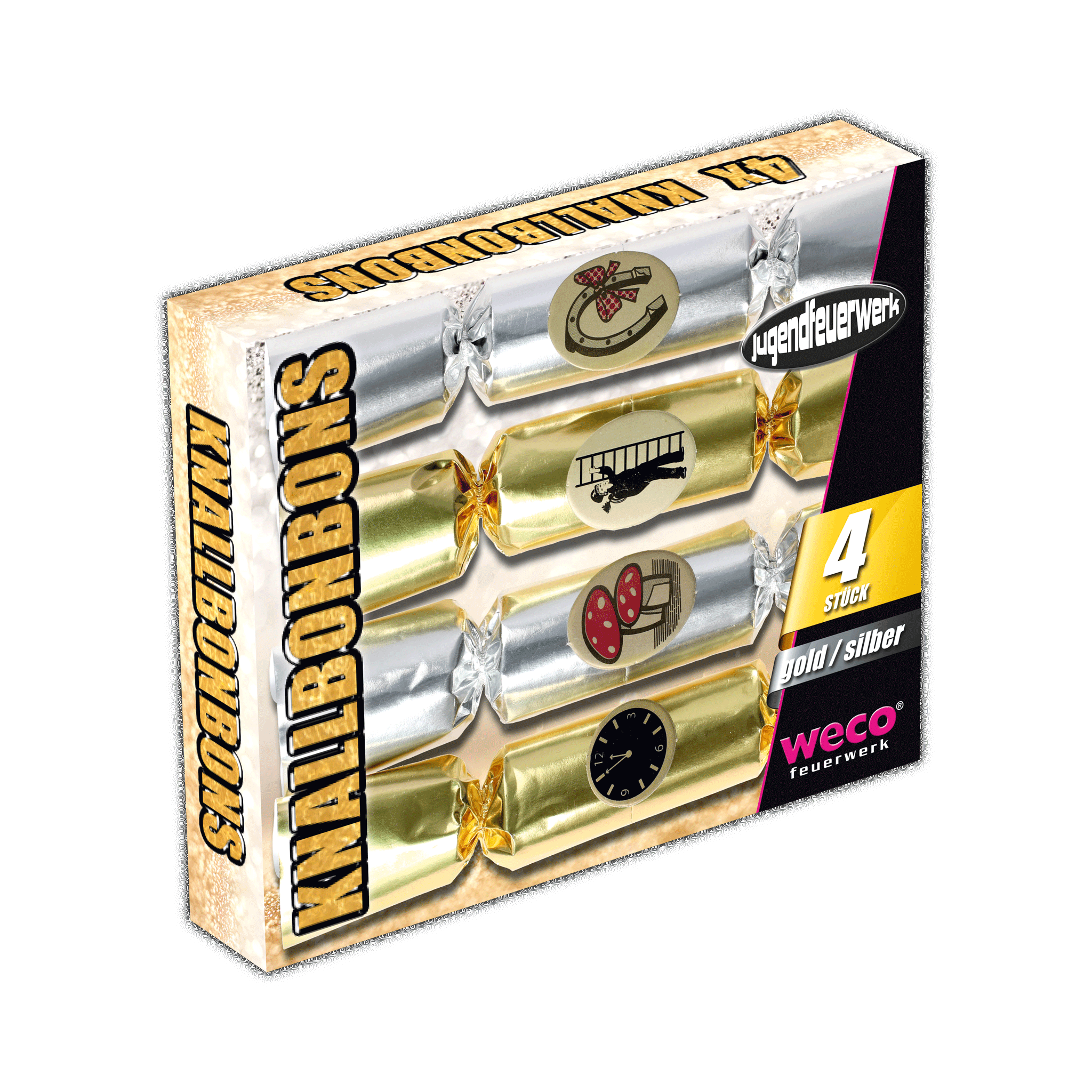 Knallbonbons groß, gold/silber